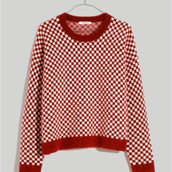 Madewell Red and White Checkered Crew Neck Sweater - Picture 6 of 6